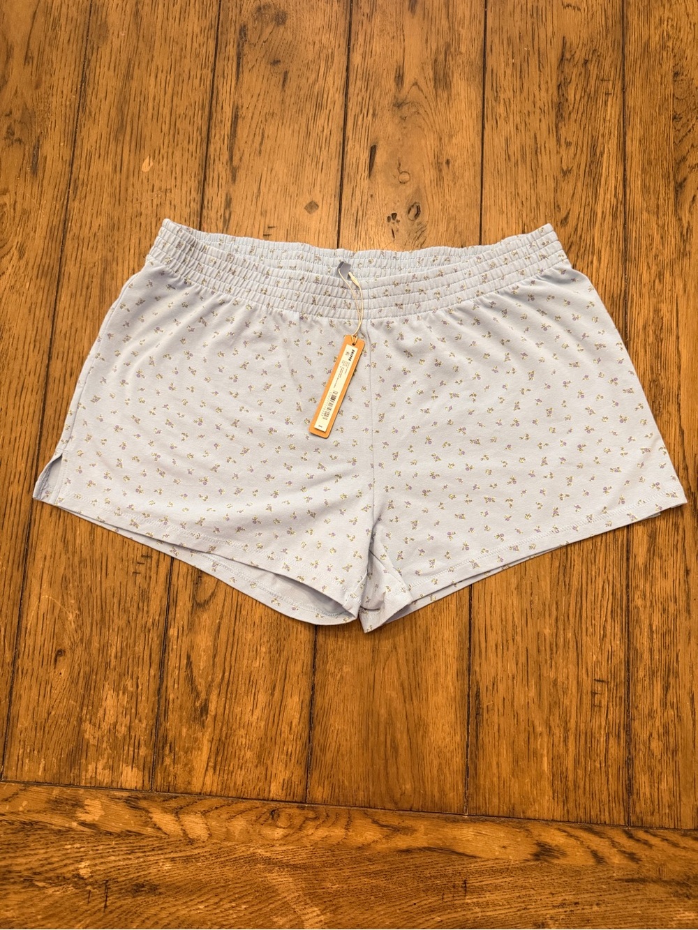 NWT SKIMS Cotton Jersey Shorts – Powder Blue Micro Floral – Size M - Picture 2 of 9